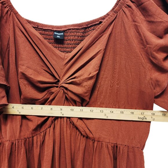 Scomchic Womens Rust Off-Shoulder Ruffle Midi Dress Size 4XL - Picture 6 of 6
